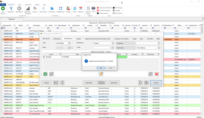 Calibration Management Software Preventative Maintenance Feature