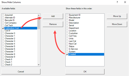 Choose Visible Fields