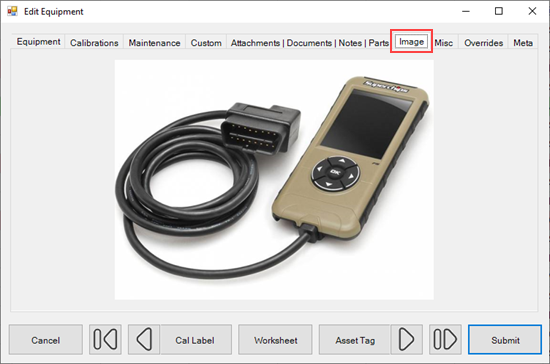 Image in Equipment Dialog