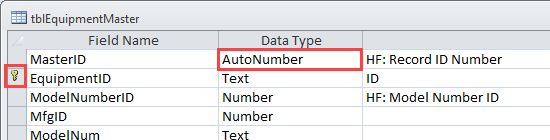 Autonumber Not Key Field