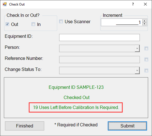 Confirm Check In/Out Dialog