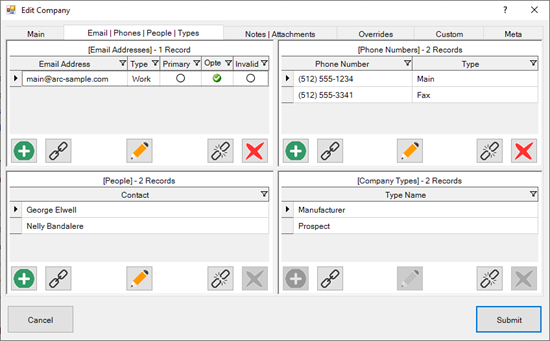 Company Grids Tab