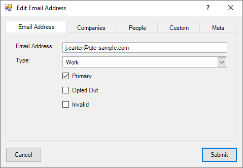 Email Addresses Dialog