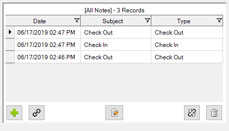 Check Out Notes Equipment Dialog