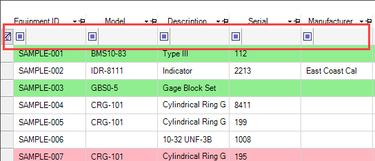 Grid Filter Row