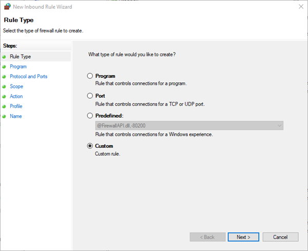 Inbound Rule Custom