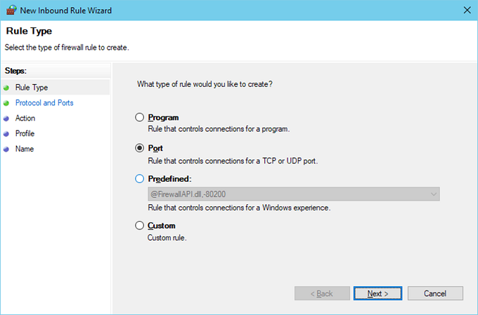 Inbound Rule Specific Port