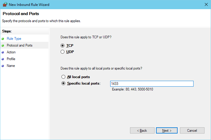 Inbound Rule Port