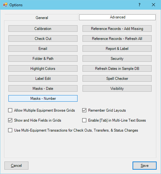 Program Options - Number Masks