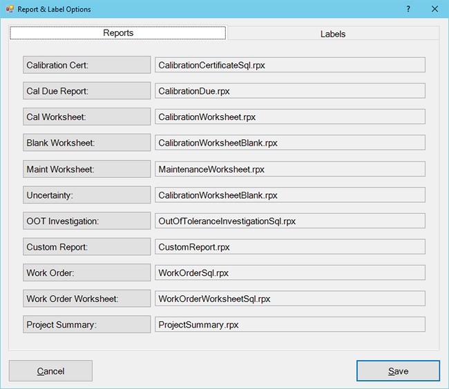 Change the Global Default Reports