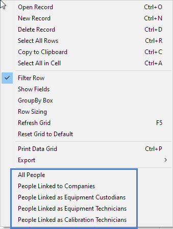 People Grid View Context Menu