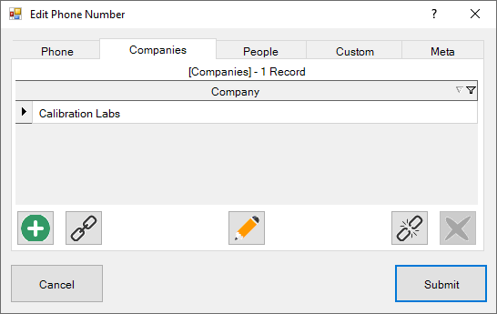 Phone Number Companies Tab