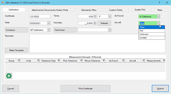 Simple Calibration Event Results