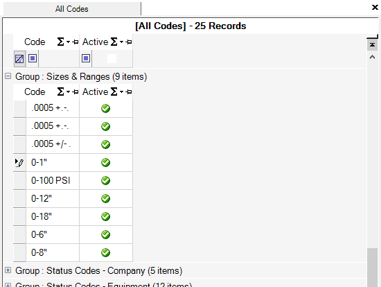 Sizes and Ranges in the Menu Ribbon