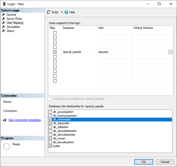 SSMS User Mapping